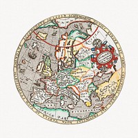 Vintage European map (1602) by William Kip. Original from the Yale University Art Gallery. Digitally enhanced by rawpixel.