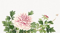 Pink peony desktop wallpaper, vintage flower illustration