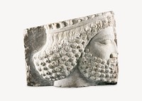 Vintage relief fragment with head of soldier psd