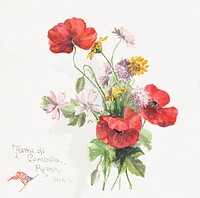 Poppy flowers, Terme di Caracallati, Roma (1892) by Marietta Minnigerode Andrews. Original from The National Gallery of Art. Digitally enhanced by rawpixel.