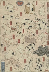 Katten voor de 53 stations van de Tokaido, Utagawa Kuniyoshi (1847–1850) print in high resolution by Utagawa Kuniyoshi. Original from the Rijksmuseum. 