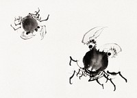 Katsushika Hokusai’s Japanese crabs, Album of Sketches (1760–1849) paintings. Original public domain image from The MET Museum.   Digitally enhanced by rawpixel.