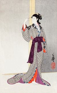 Japanese woman (1890-1912) vintage woodblock print by Migita, Toshihide. Original public domain image from the Library of Congress.    Digitally enhanced by rawpixel.