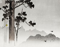 Misty forest (1900-1915) vintage Ukiyo-e style. Original public domain image from the Library of Congress.   Digitally enhanced by rawpixel.