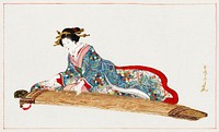 Japanese woman playing koto (1819-1882) vintage woodblock print by Hasegawa Settei. Original public domain image from the Library of Congress.    Digitally enhanced by rawpixel.