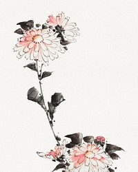 Katsushika Hokusai&rsquo;s pink flower (1760-1849) vintage Japanese Ukiyo-e style. Original public domain image from The MET Museum.   Digitally enhanced by rawpixel.