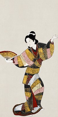 Japanese female dancer (17th century) vintage painting. Original public domain image from The Minneapolis Institute of Art.    Digitally enhanced by rawpixel.