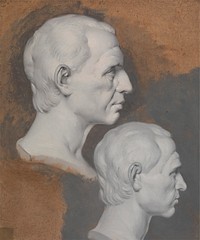 Studies of a Classical Bust (1774 to 1775) painting in high resolution by Joseph Wright of Derby. 