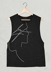 Gray muscle shirt mockup psd on a hanger streetwear fashion