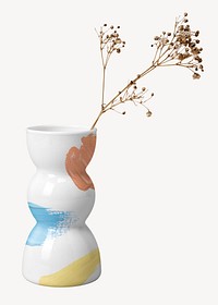 Painted vase mockup, home decor psd