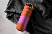 Thermal bottle mockup, colorful product design psd