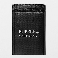 Bubble mailer mockup, black shipping product packaging design psd