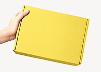 Blank yellow shipping box, delivery product packaging