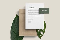 Natural paper branding mockup psd, flat lay design