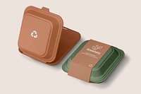 Takeout container mockup, food packaging editable design psd