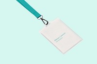 ID card holder mockup, mint green 3D rendering design psd