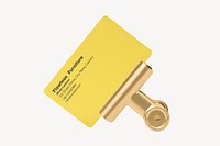 Business card mockup with clip, golden 3D design psd