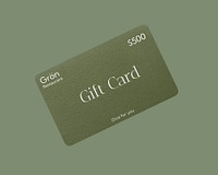 Gift card mockup, green 3D rendering design psd