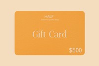 Gift card mockup, yellow 3D design psd