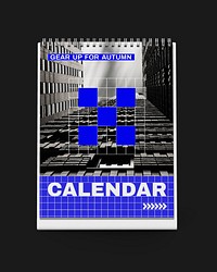 Desk calendar mockup, blue 3D rendering design psd