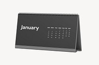 Desk calendar mockup, black 3D design psd