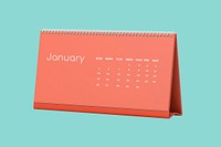 Desk calendar mockup, orange 3D rendering design psd