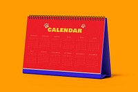 Desktop calendar mockup, colorful 3D rendering design psd