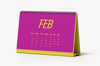 Desktop calendar mockup, colorful 3D design psd