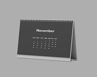 Desktop calendar mockup, gray 3D design psd