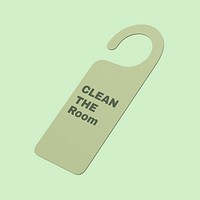 Door tag mockup, green 3D rendering design psd