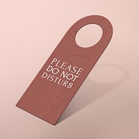 Door hanger mockup, brown 3D rendering design