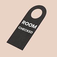 Door tag mockup, black 3D design psd