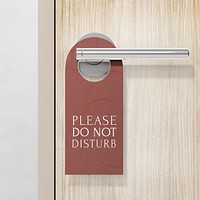 Door hanger mockup, hotel room 3D rendering design