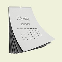 Hanging calendar mockup, beige 3D design psd