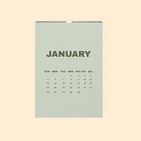 Wall calendar mockup, beige 3D design psd