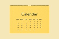 Wall calendar mockup, yellow 3D design psd