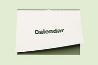 Wall calendar mockup, green 3D rendering design psd