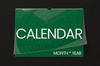 Wall calendar mockup, green 3D design psd
