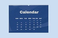 Wall calendar mockup, blue 3D rendering design psd