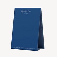 Table tent mockup, blue 3D rendering design psd