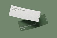 Event ticket mockup, green 3D rendering design psd