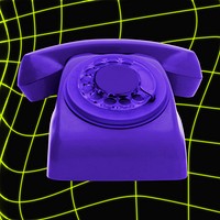 Purple rotary telephone, retro aesthetic object psd
