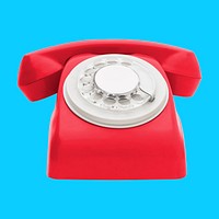 Red rotary telephone, retro aesthetic object 