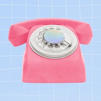 Pink rotary telephone, retro aesthetic object