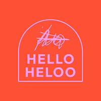 Hello pink logo template, arch shape design psd