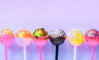 Lollipops border background, cute food aesthetic