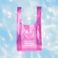 Pink plastic bag, 3D rendering design