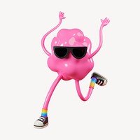 Gum monster dancing collage element, 3D rendering psd