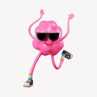 Gum monster dancing collage element, 3D rendering psd