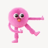 Cute fluffy monster, 3D rendering design